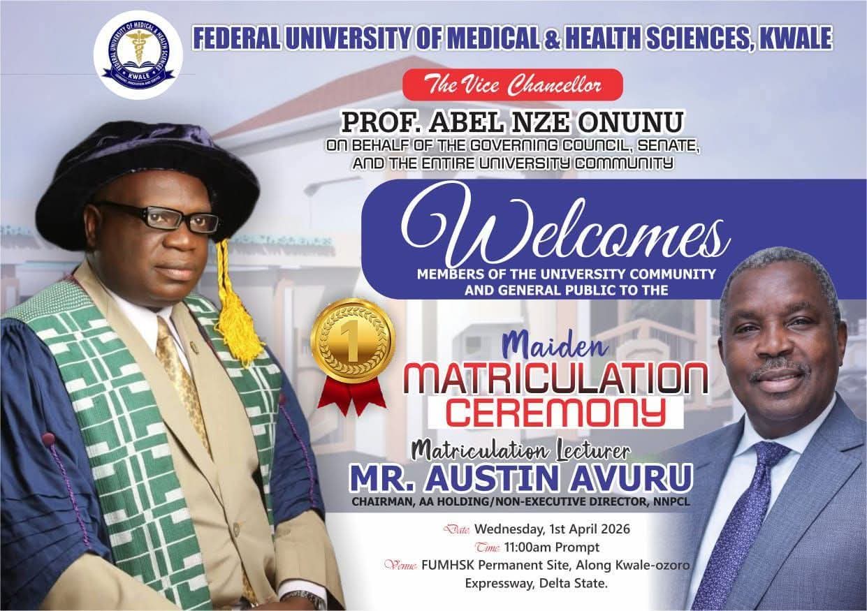 Federal University of Medical and Health Sciences, Kwale Announces Maiden Matriculation Ceremony 2026