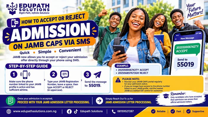 How to Accept or Reject Admission on JAMB CAPS via SMS - Step by Step Guide