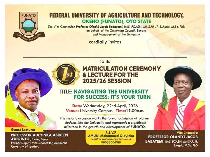 FUNATO Makes History: First Matriculation Ceremony & Landmark Lecture for 2025/2026 Session Announced