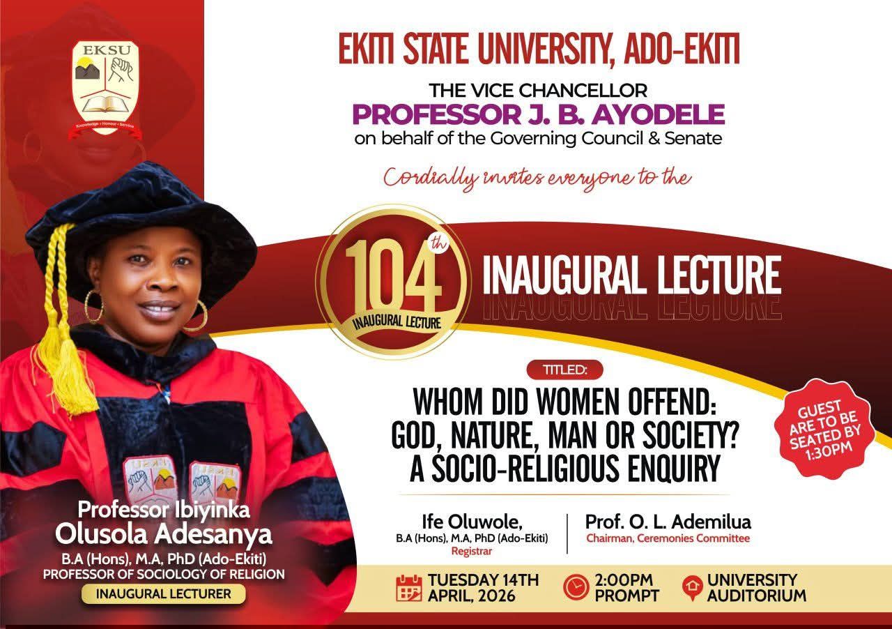 Ekiti State University Hosts 104th Inaugural Lecture on Women, Society, and Religion